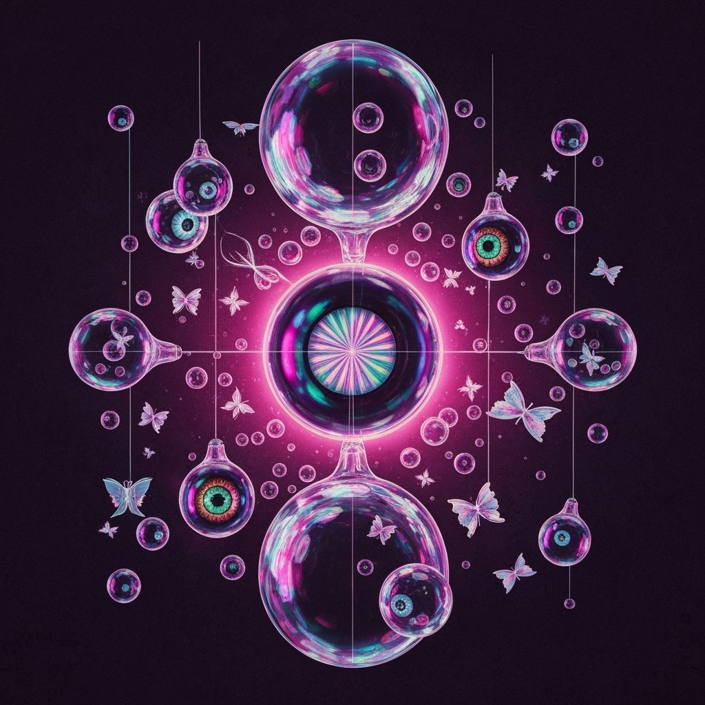 Surreal Faces in Crystal Bubbles and Psychedelic Eyes