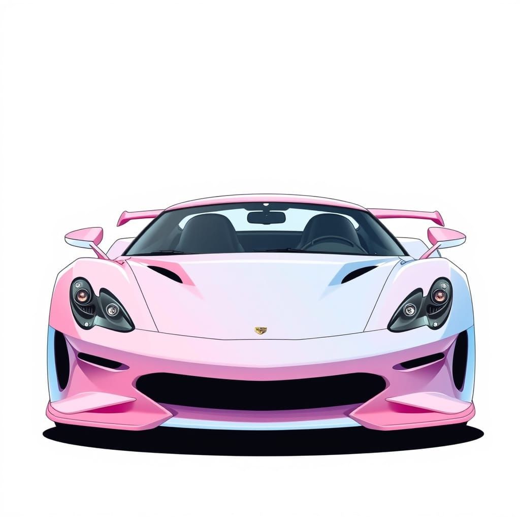 Pastel Anime Sports Car with Vibrant Colors