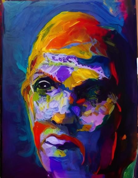 Cubist Girl's Face in Biopunk Fauvism Style