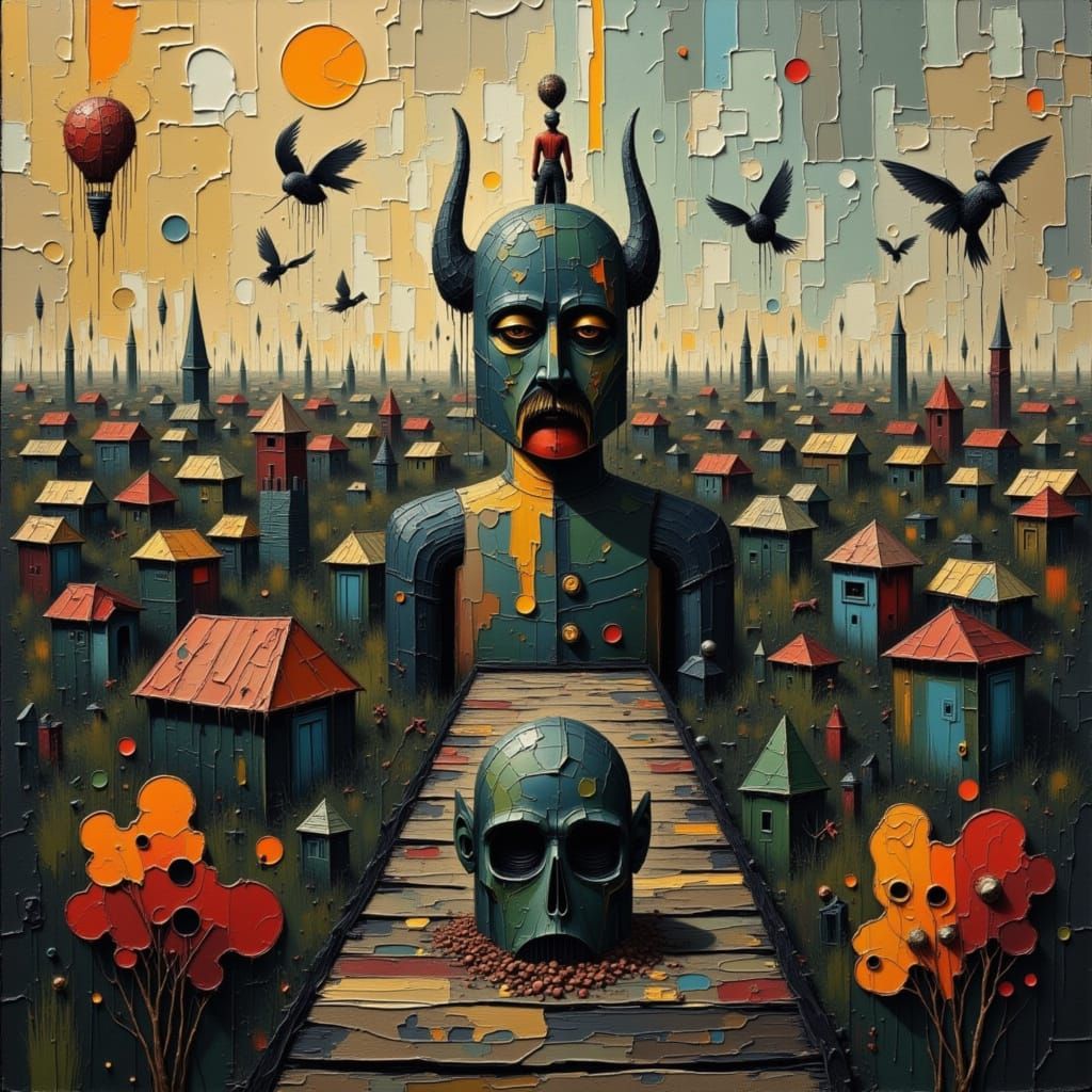 Dystopian Village Scene