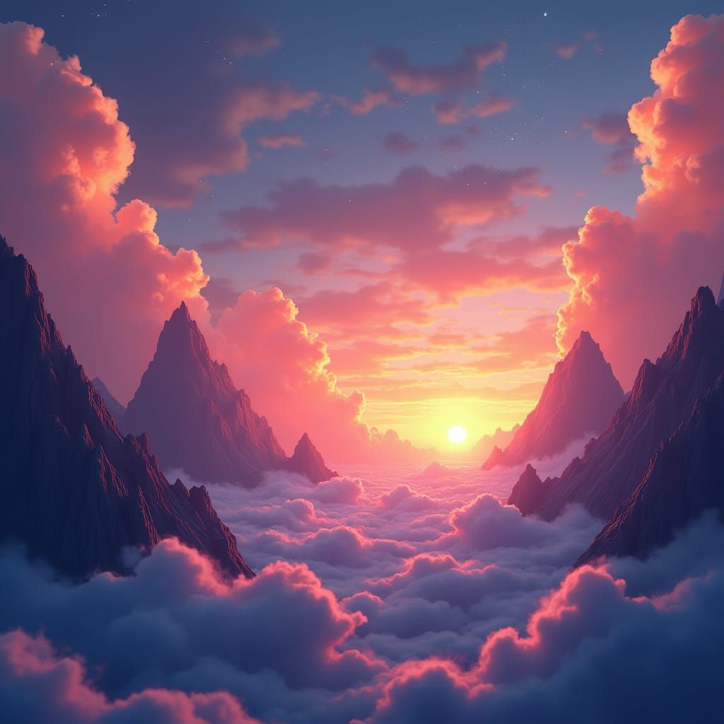 Mystical Sunset Landscape in High-Definition Detail