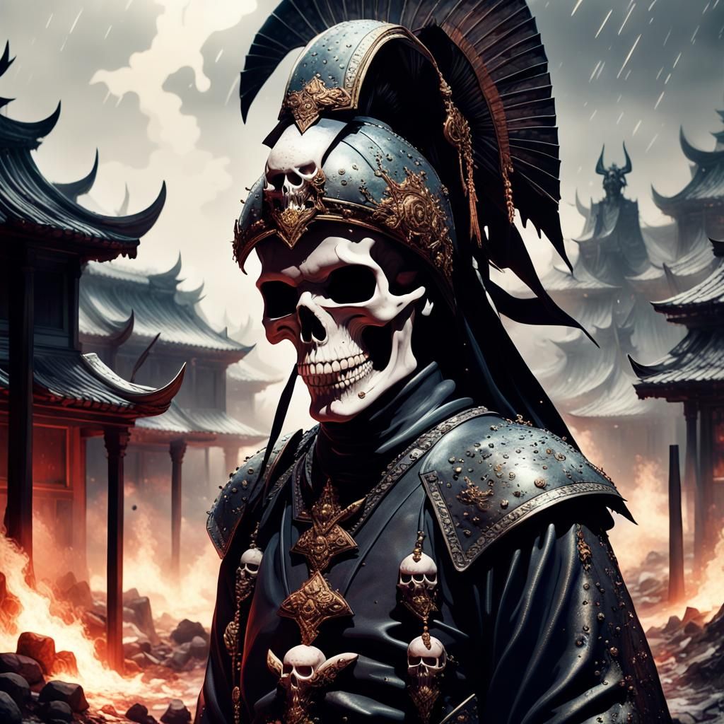 Skull Warrior in Hell: Hyperdetailed Graphic Art