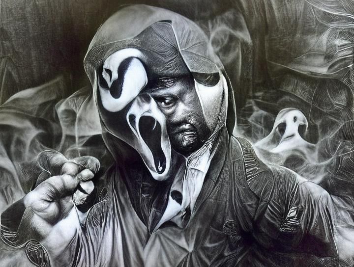 Sinister Ghostface: Hyperdetailed Charcoal Drawing