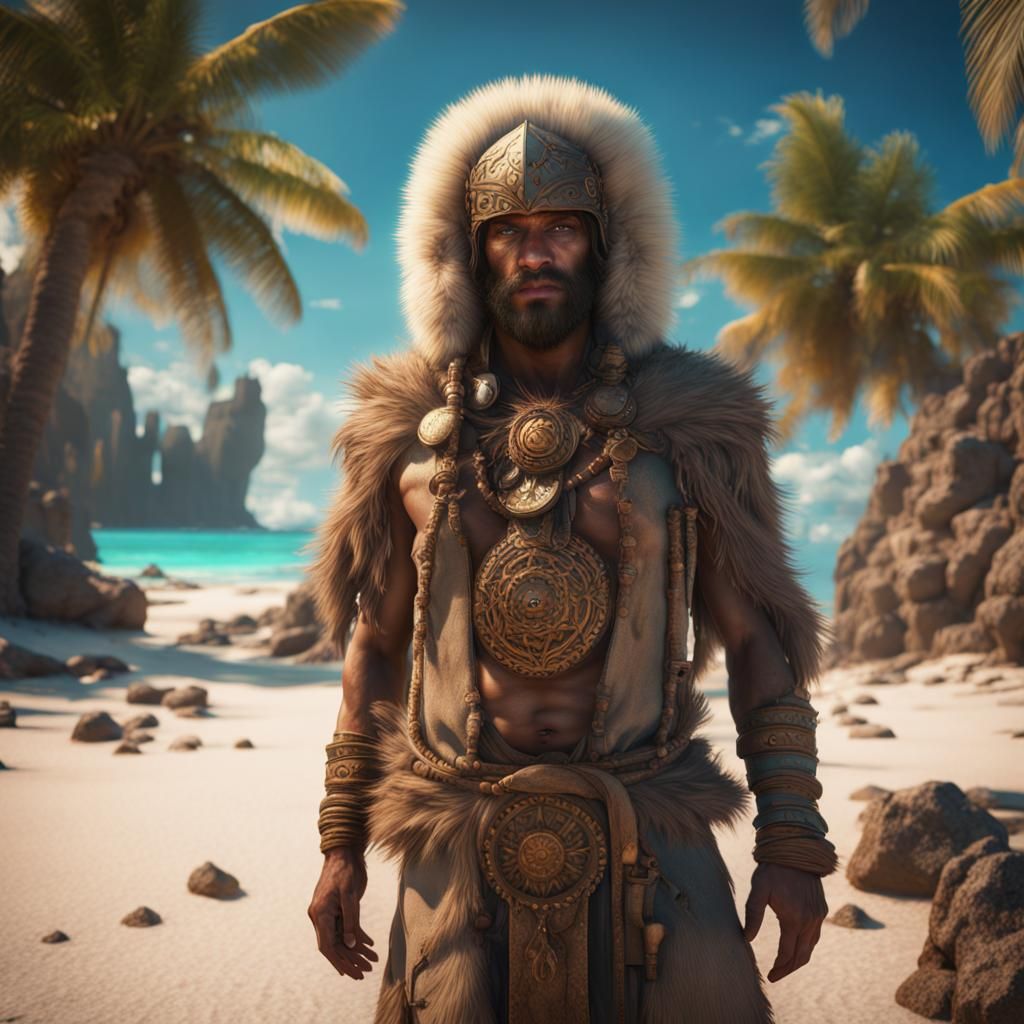 Eskimo in Bahamas: Detailed Fantasy Concept Art