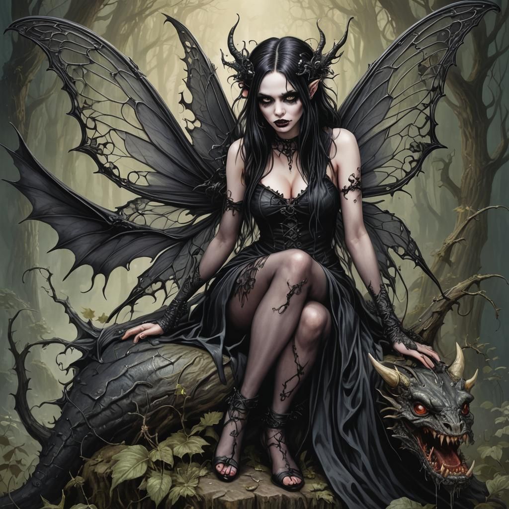 Gothic Fairy on Mythical Monster