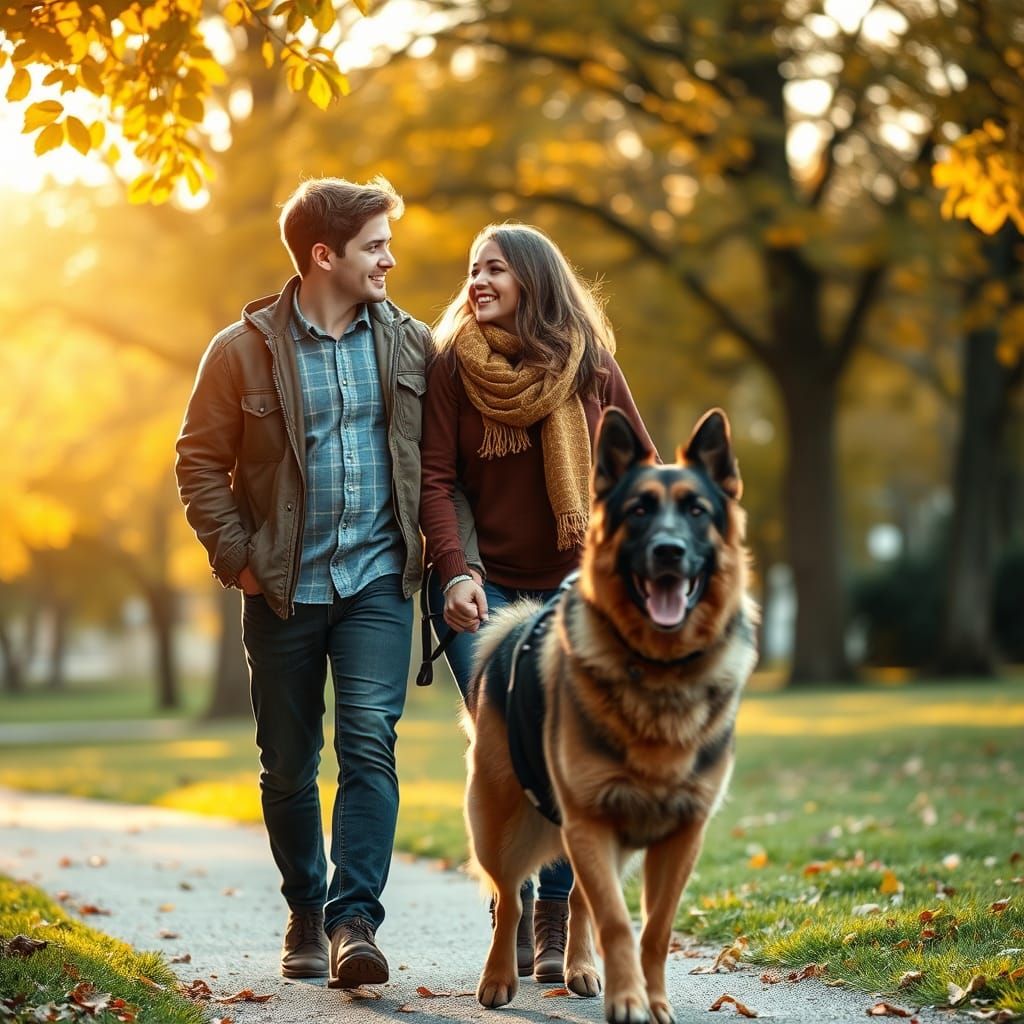 Autumn Stroll with a German Shepherd