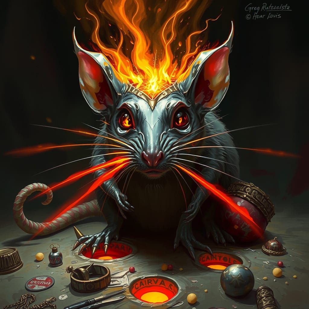 Chrome Rat Burns Cheese with Laser Eyes