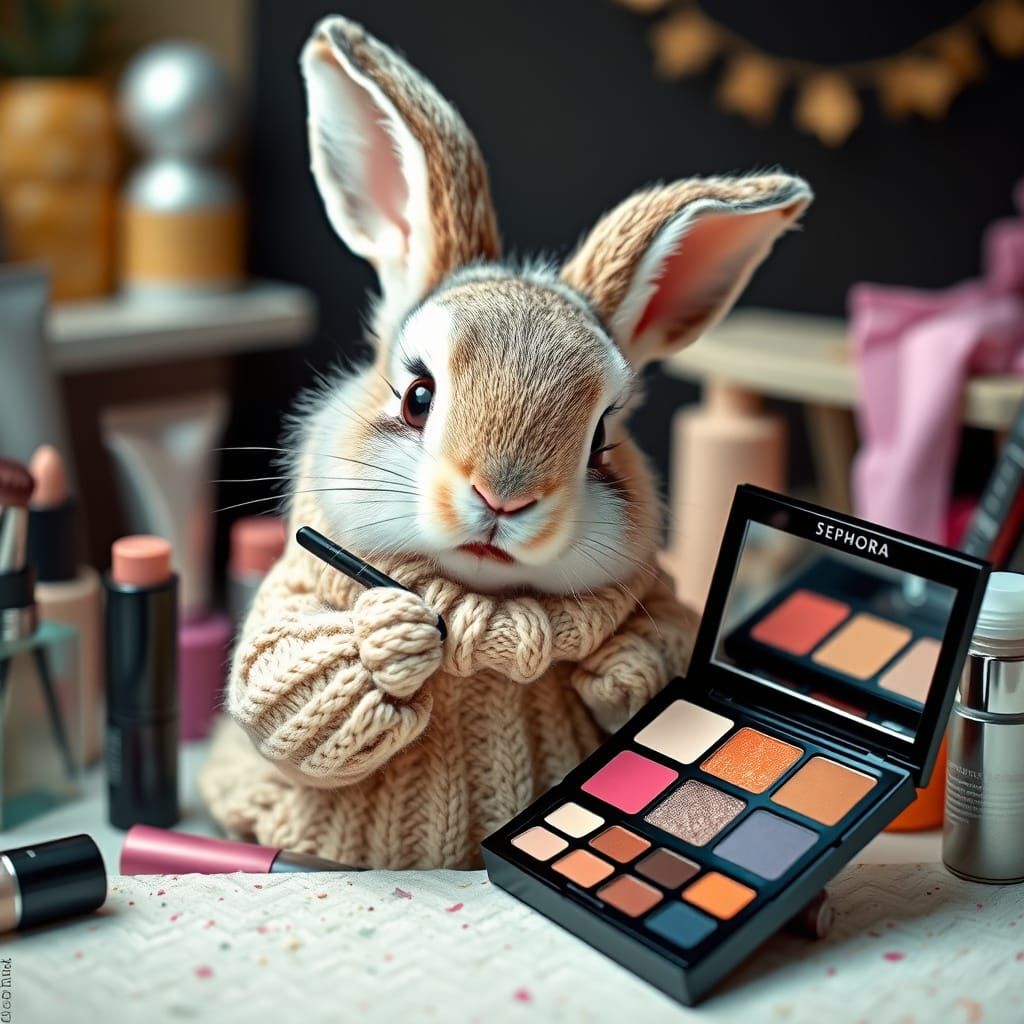 Whimsical Bunny Beauty Enthusiast in Sephora Wonderland