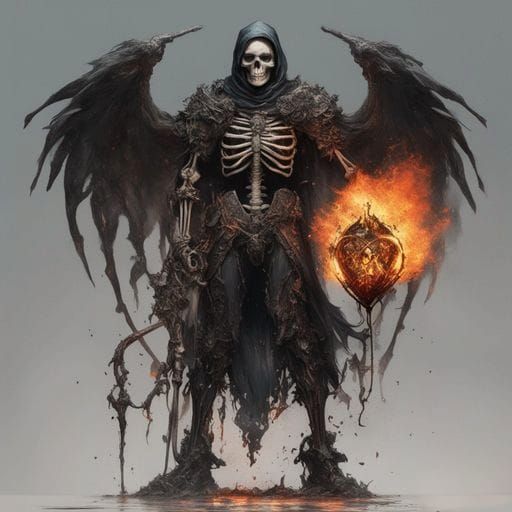Winged Skeleton Paladin with Flaming Heart