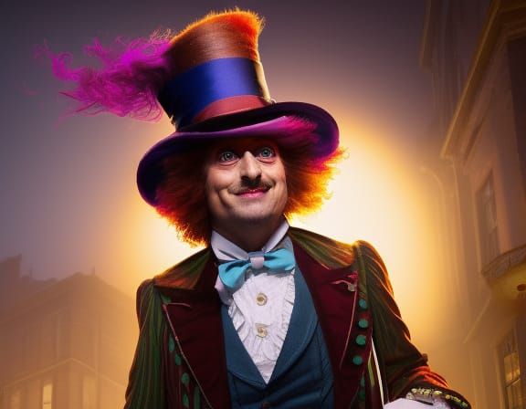 Hyperrealistic Mad Hatter Acrylic Painting in 4K