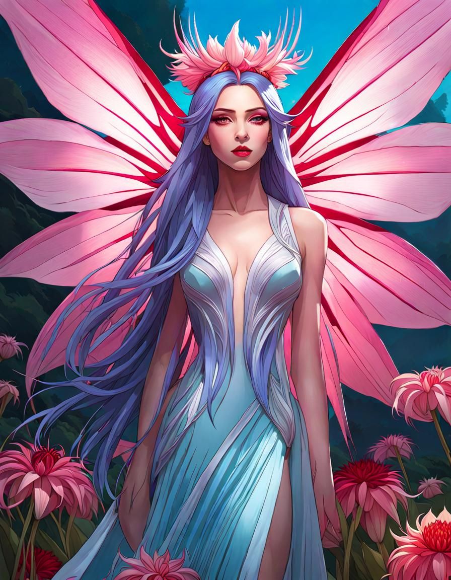 Girl with Spider Lily Crown: Hyperdetailed Portrait