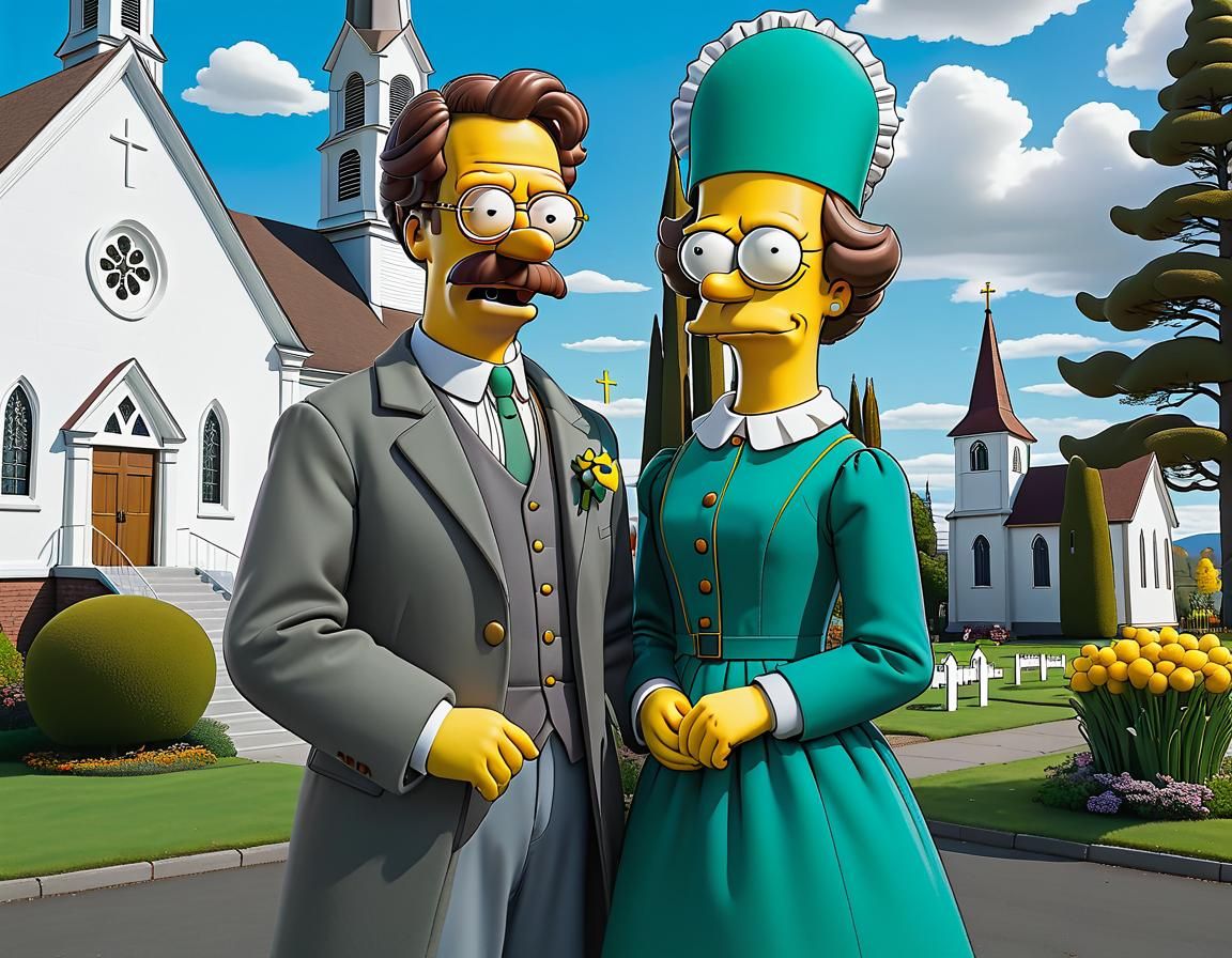 Ned Flanders in Simpsons Style by Matt Groening