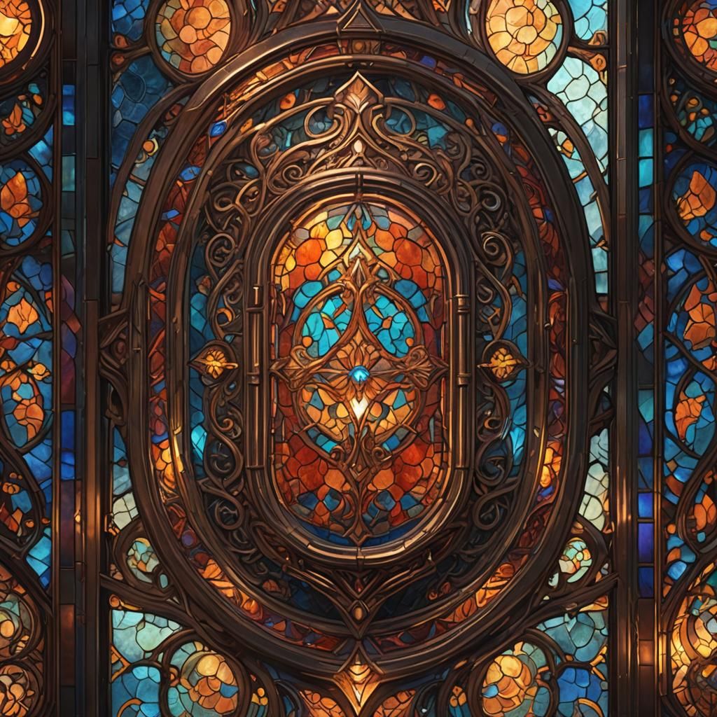 Vibrant Stained Glass Lantern with Copper Trim