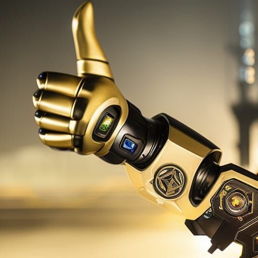 Steampunk Cyberpunk Biomechanical Hand Thumbs-Up