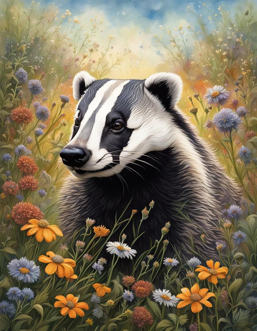 Badger Portrait in JH Lynch Style