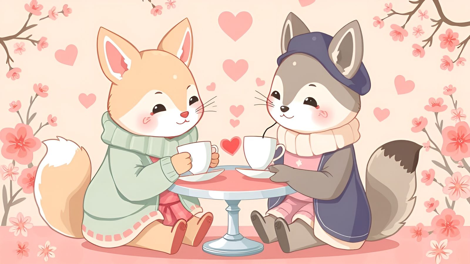 Kawaii Tea Party: Anthropomorphic Animals in Love