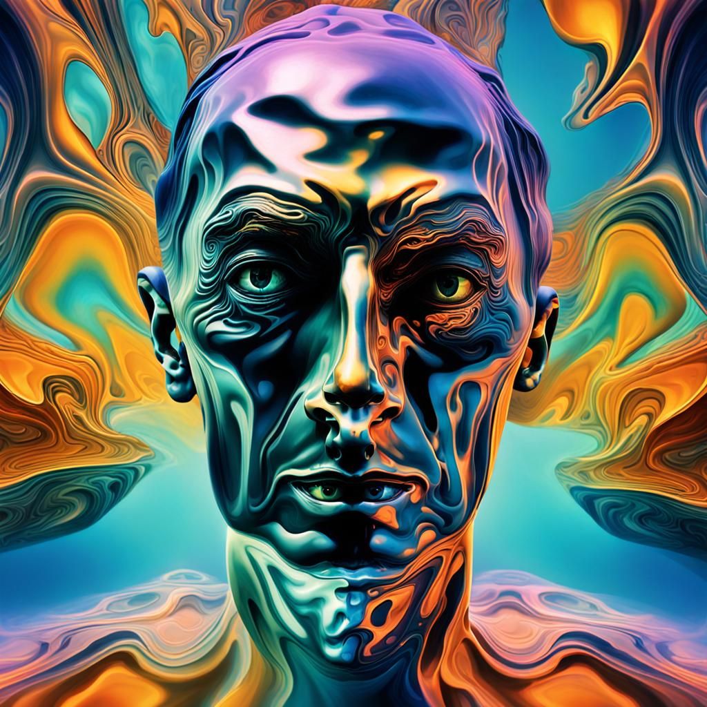 Surreal Figure in Dreamlike Scene