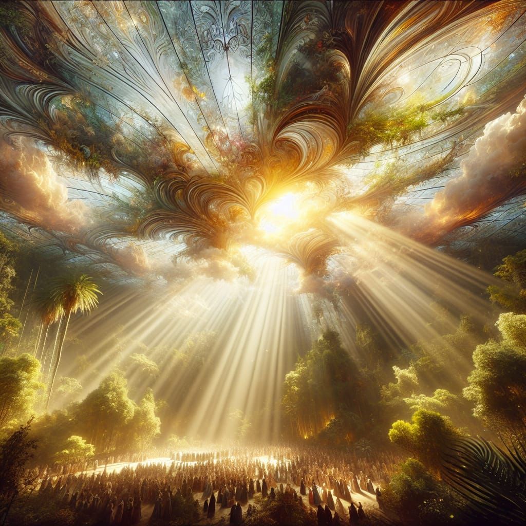 Chihuly Glass Ceiling over Forest, Digital Painting