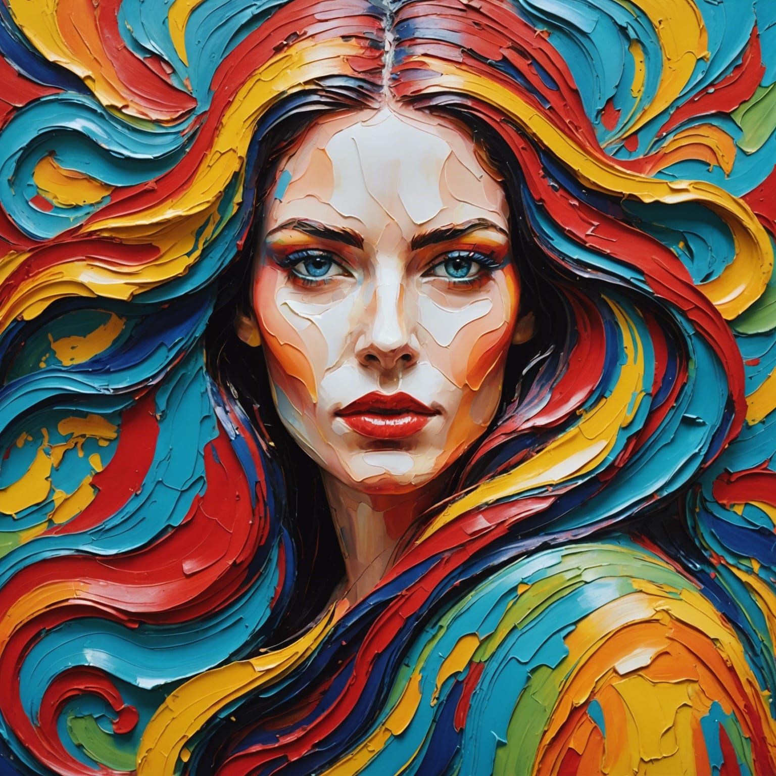 Vibrant Impasto Portrait of a Radiant Woman