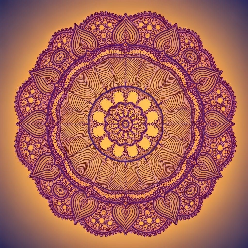 Surreal Sacred Geometry Mandala with Swirling Colors and Int...