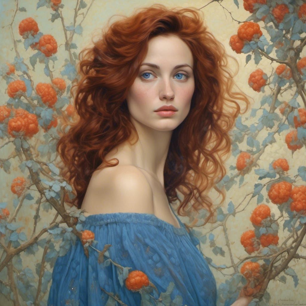 Portrait of a Beautiful Auburn-Haired Woman