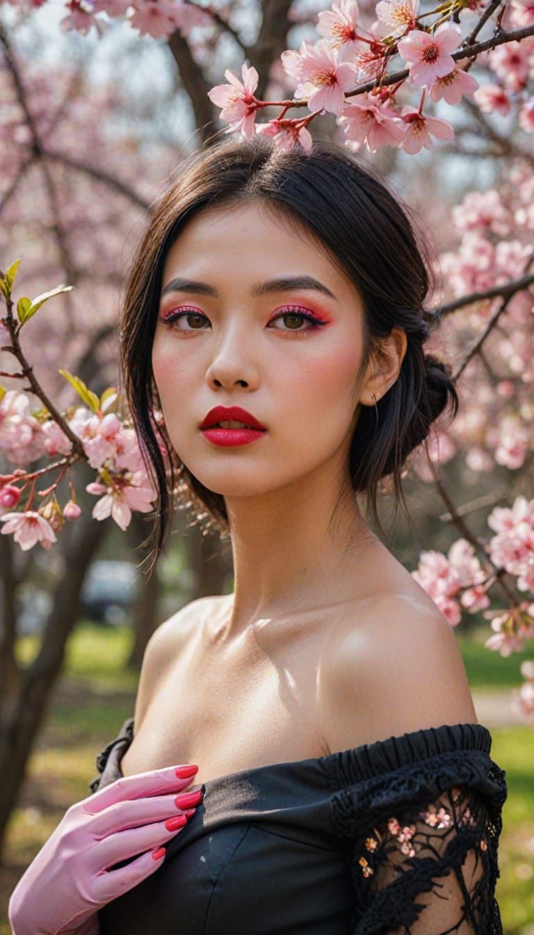 Gouache Portrait of a High-Fashion Model