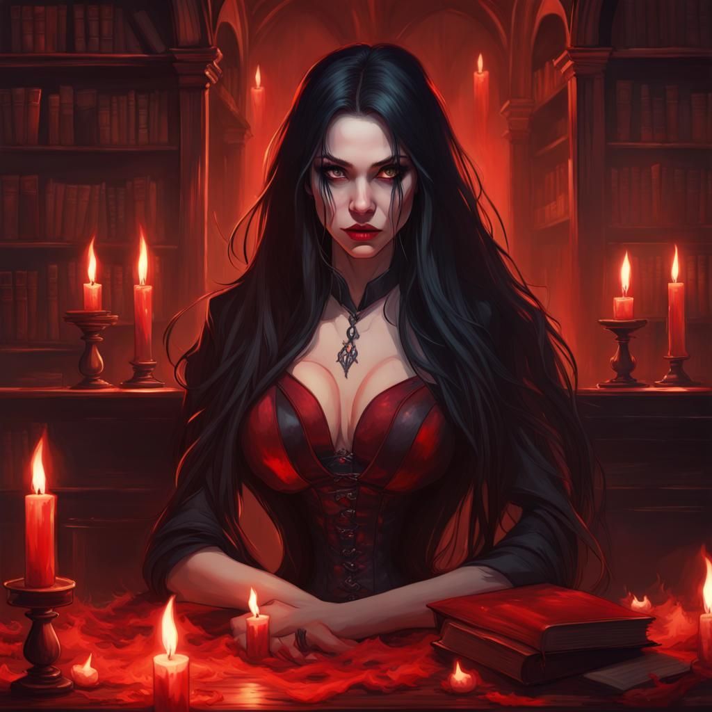 Vampire Lady Portrait in Gothic Art Style