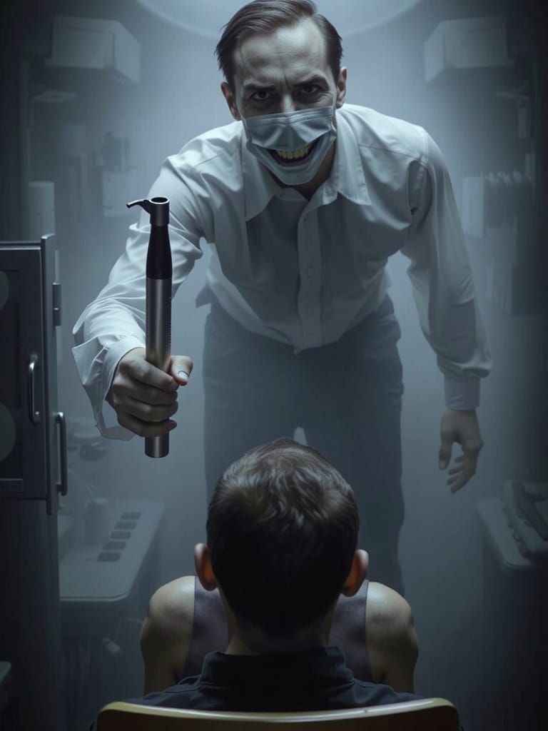 Menacing Ghoul in Dentist Office: Dark Biomechanical Art