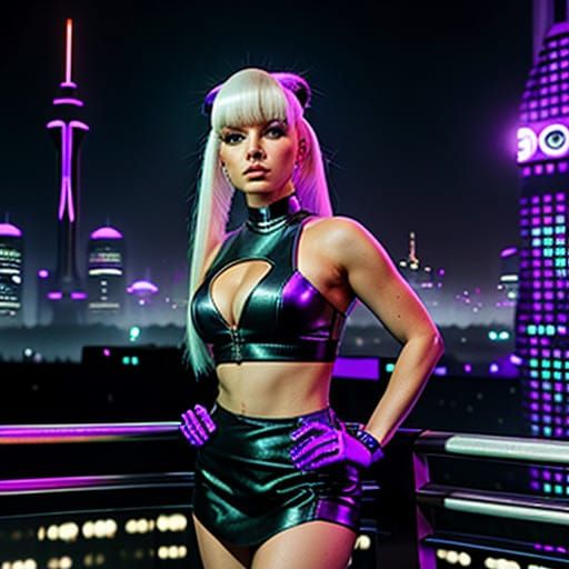 Futuristic Teen Rebel in a Cyberpunk Metropolis