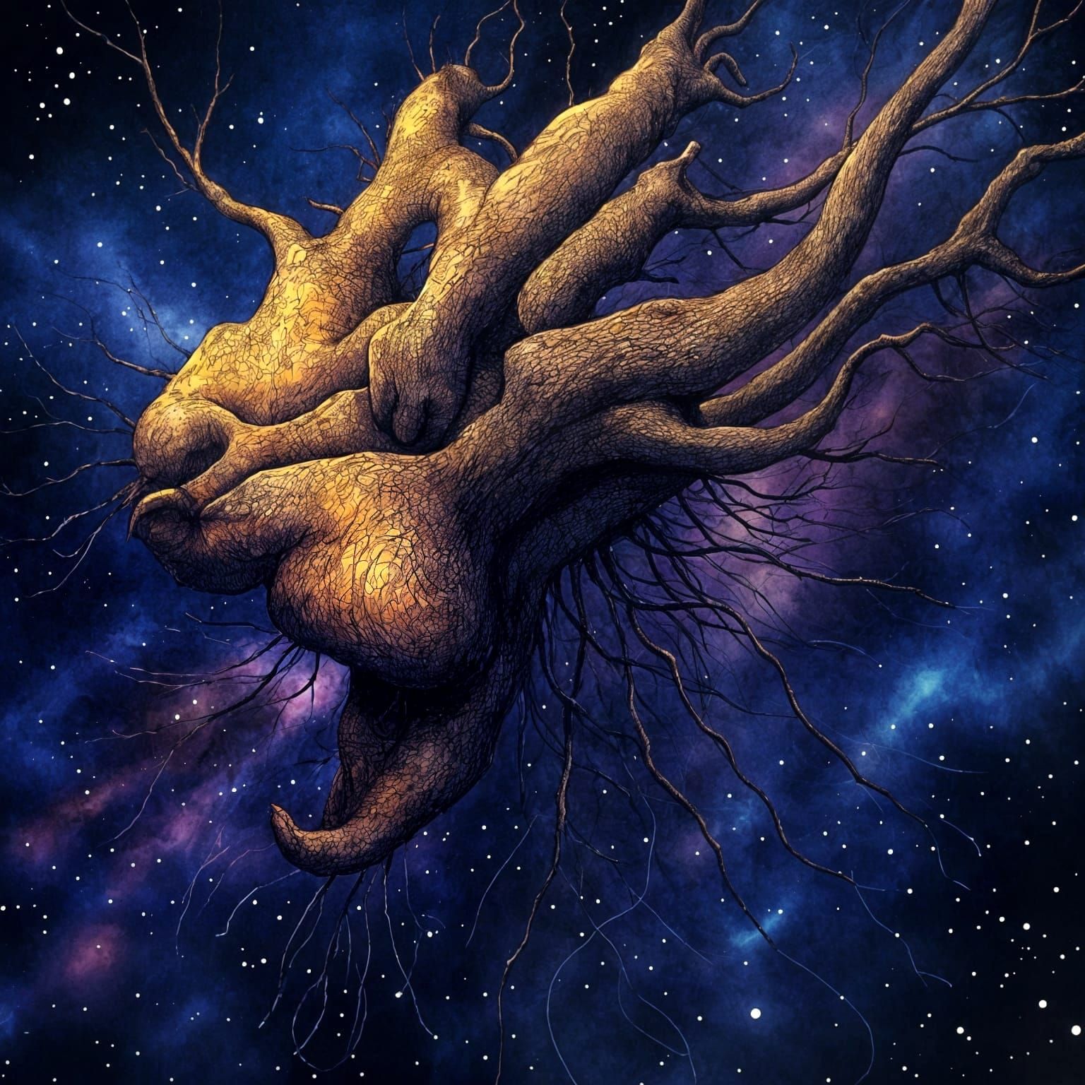 Hyperdetailed Ink Drawing of a Space Tuber