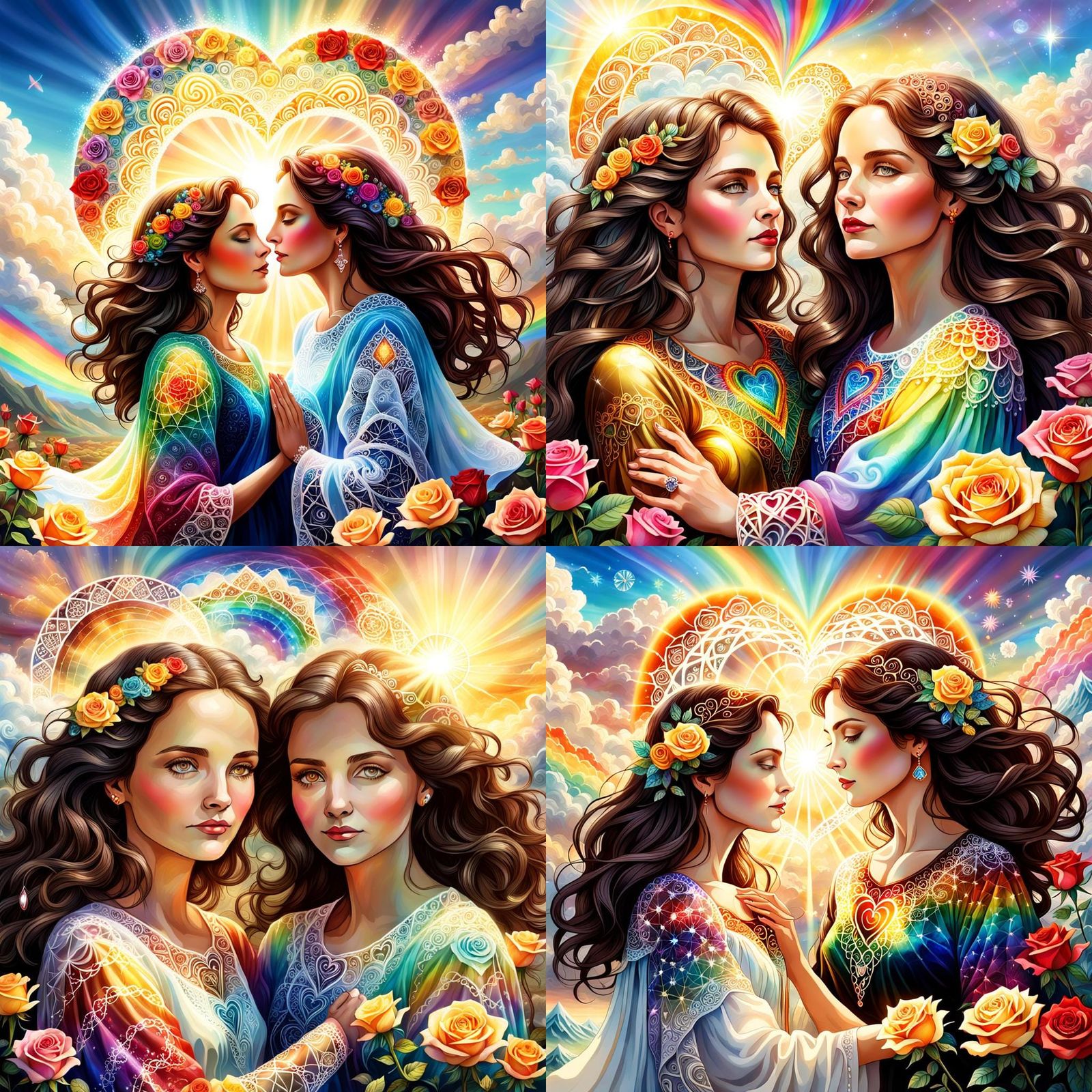 Ethereal Souls with Fractal Auras in Radiant Light