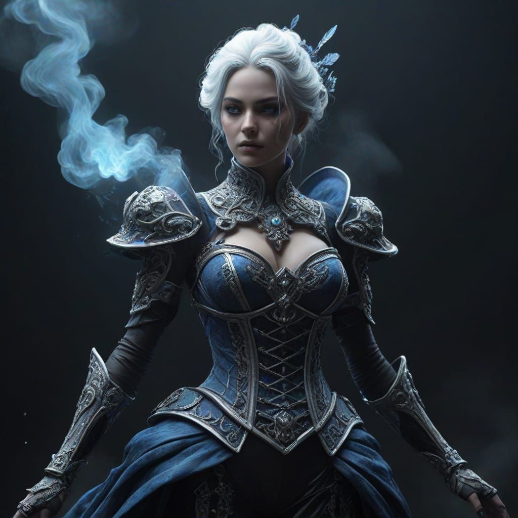 Glowing White Rose Queen in Dark Fantasy Realm