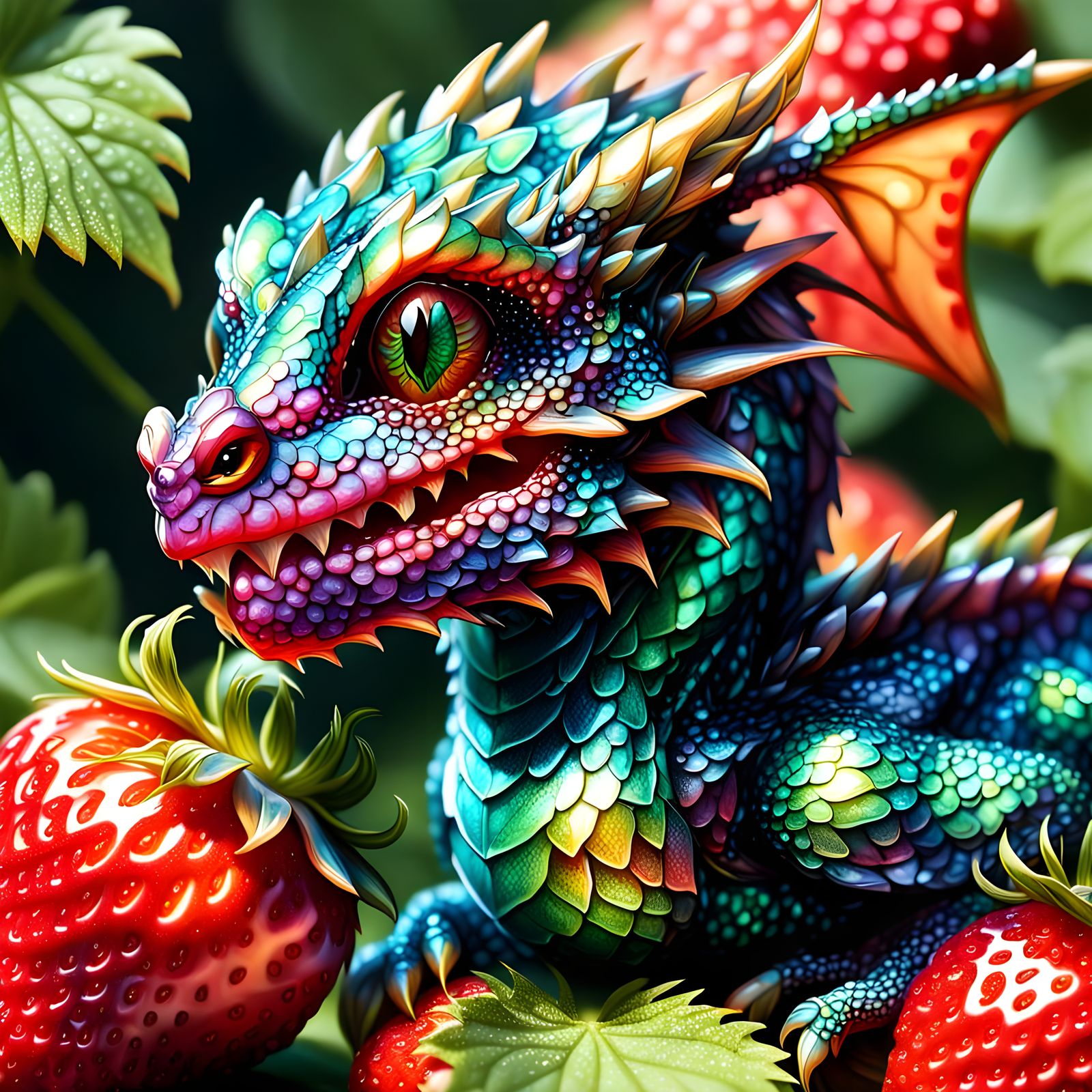 Dragon Strawberry Fusion in Detailed Realism