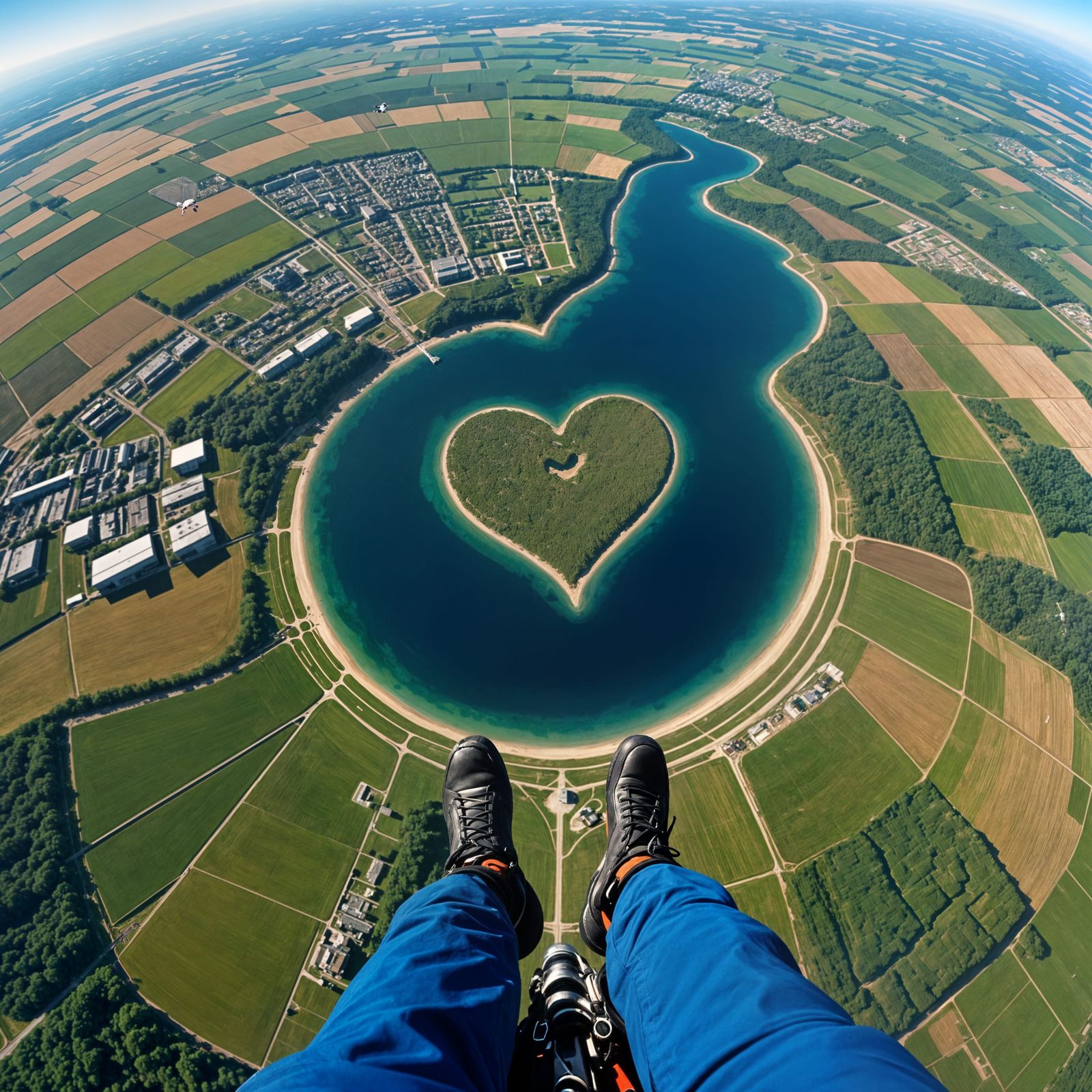 Skydiver's View: Heart-Shaped Landing Patch