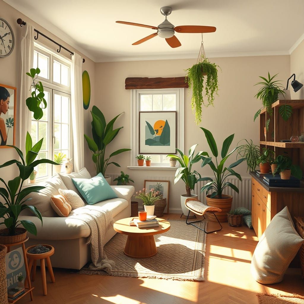 Warm Cozy Home Interior in Modern Rustic Style