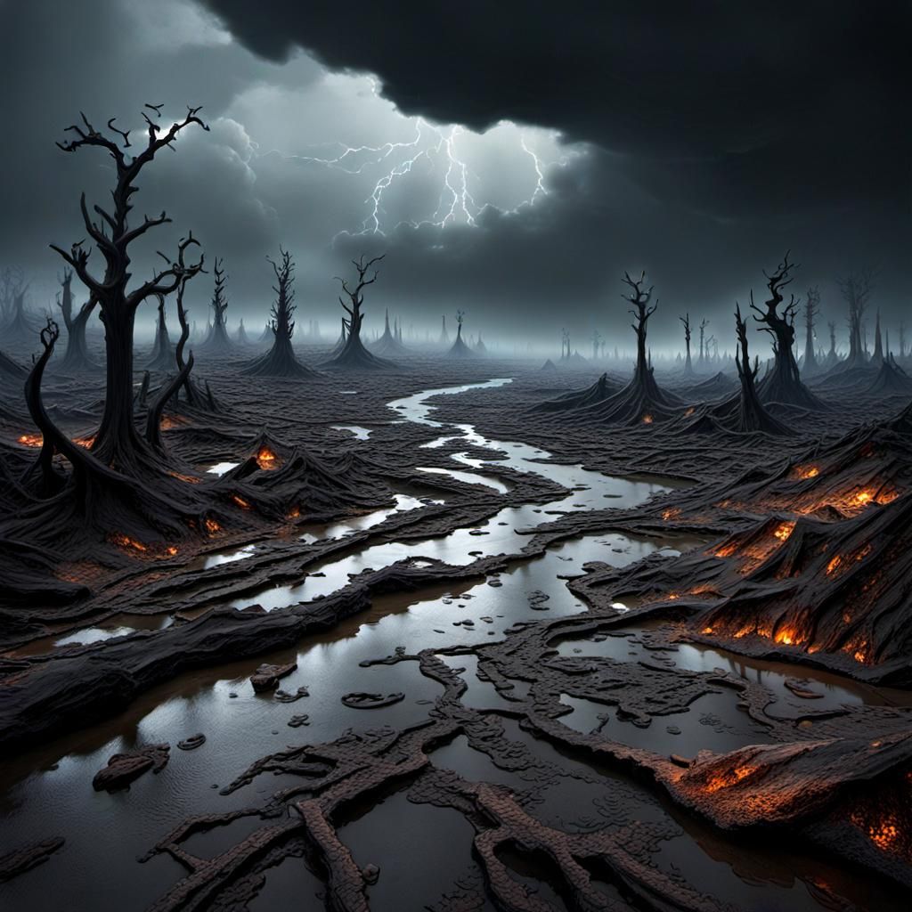 Toxic Wasteland: Alien Planet in Retrowave Style