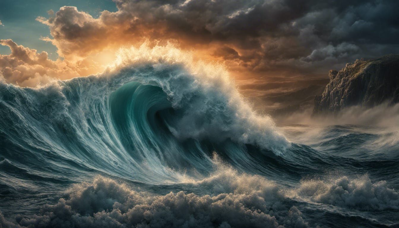 Neptune Rising from a Stormy Sea