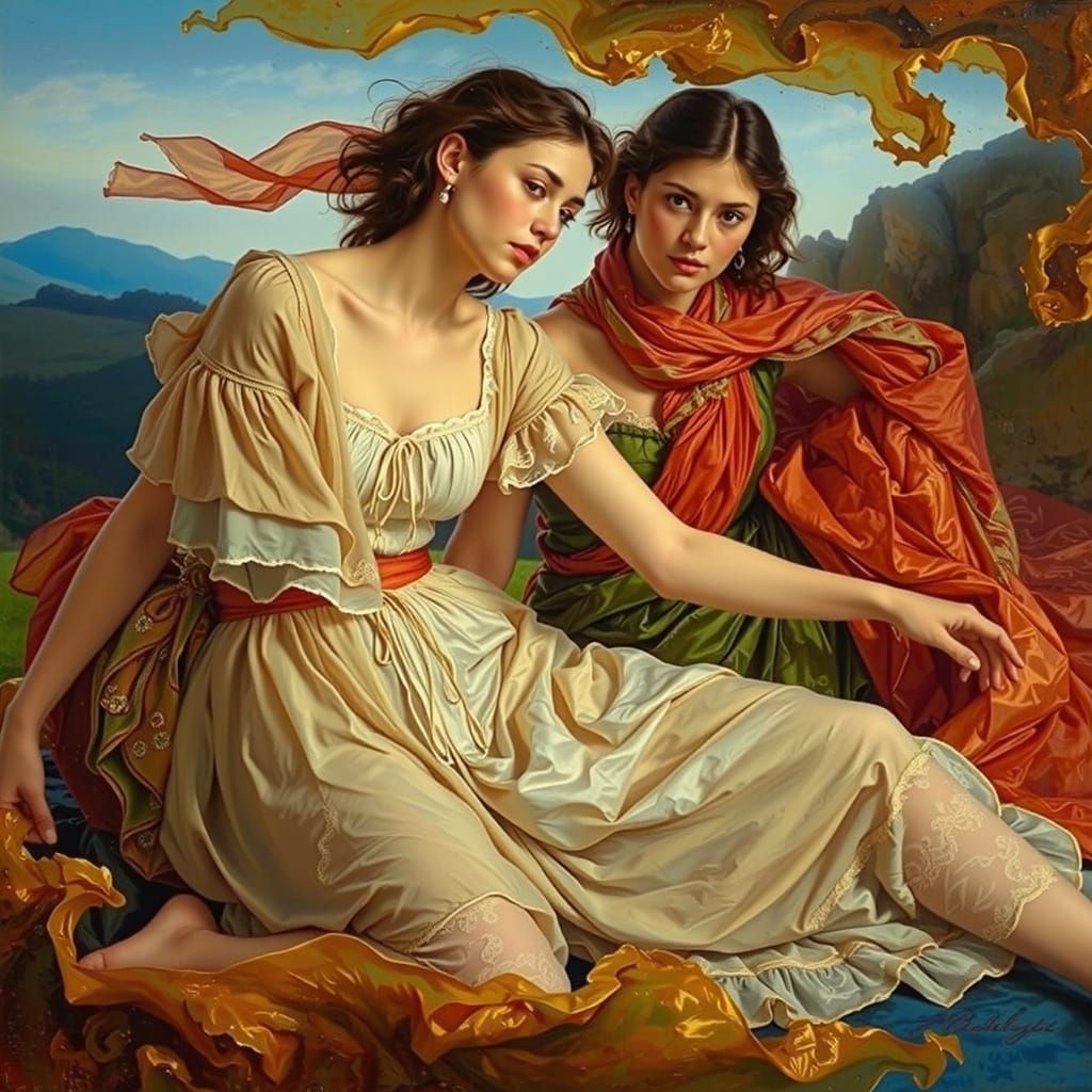 Vibrant Red Ribbons in Dynamic, Hyperrealistic Style