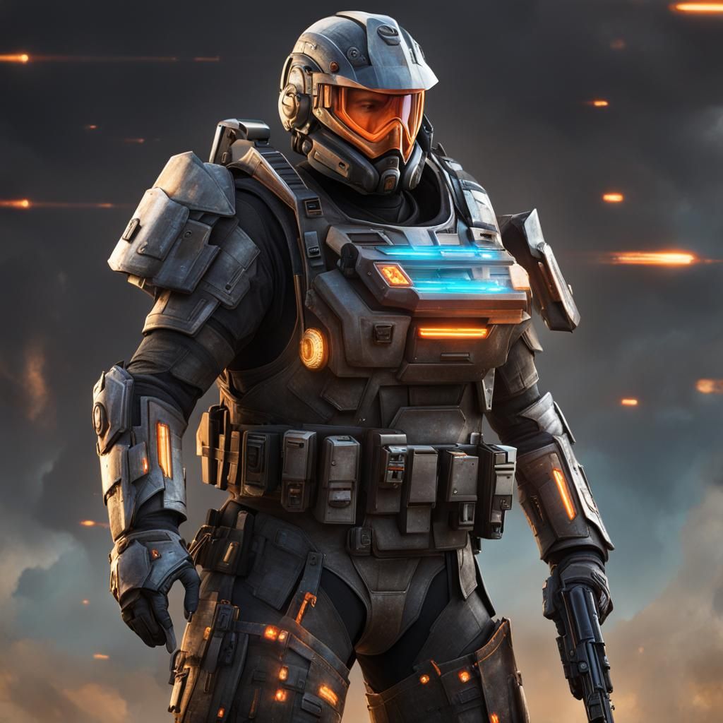 Futuristic Armored Soldier in Nasapunk Style