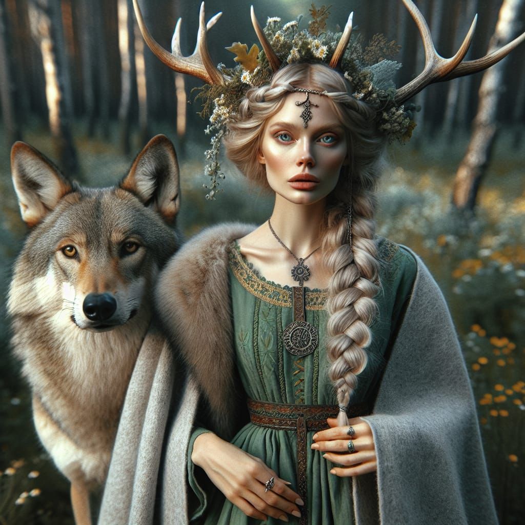 Medeina: Lithuanian Forest Goddess in Digital Painting