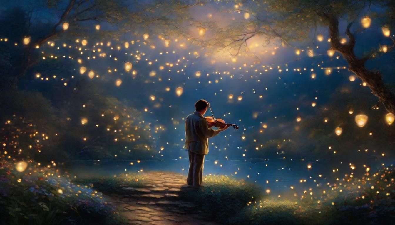 Ethereal Fantasy Violinist in Sparkling Fairy Lights