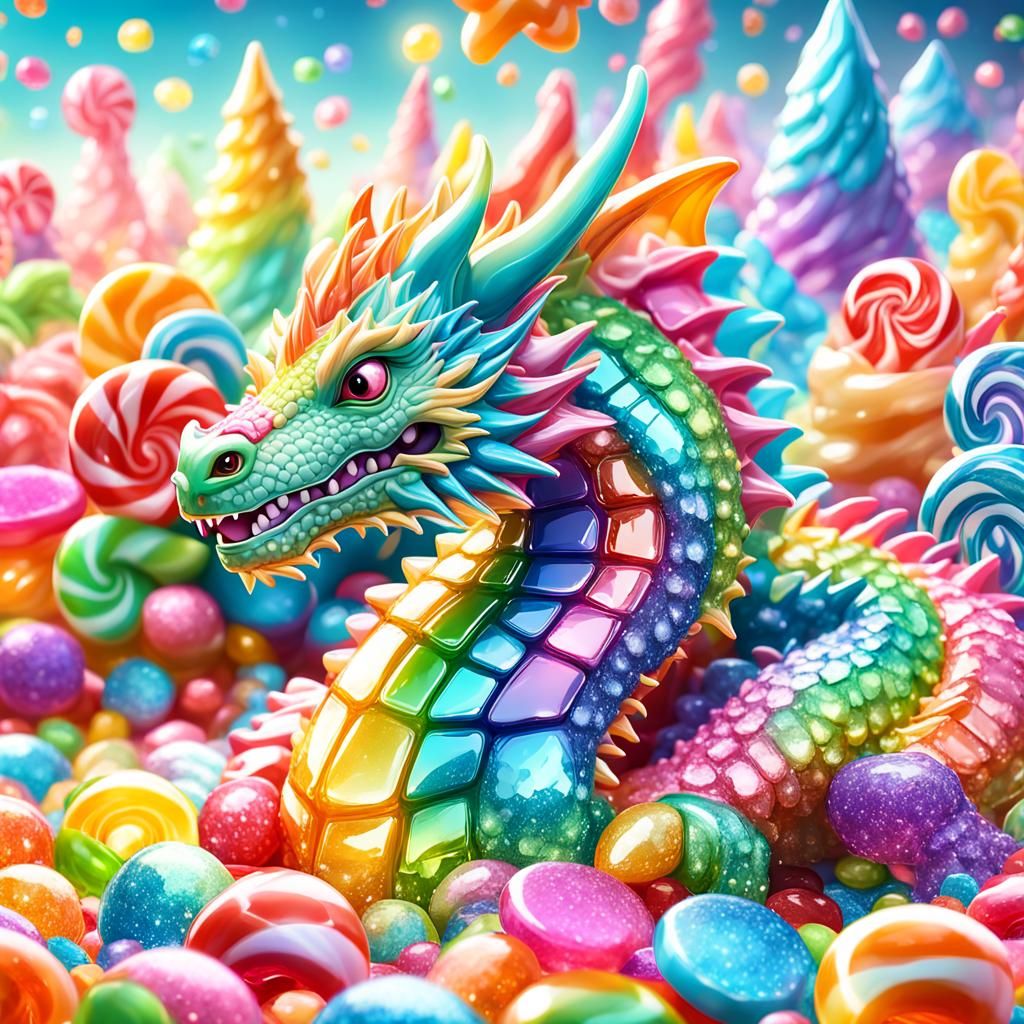 Candy Dragon in Candyland: Digital Illustration
