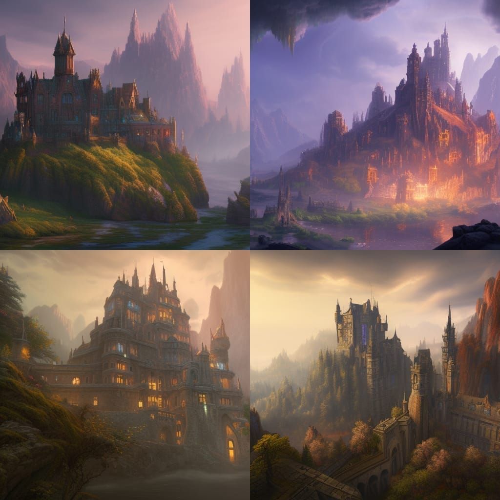 Fantastical Castle Concept Art in Detailed Matte Painting