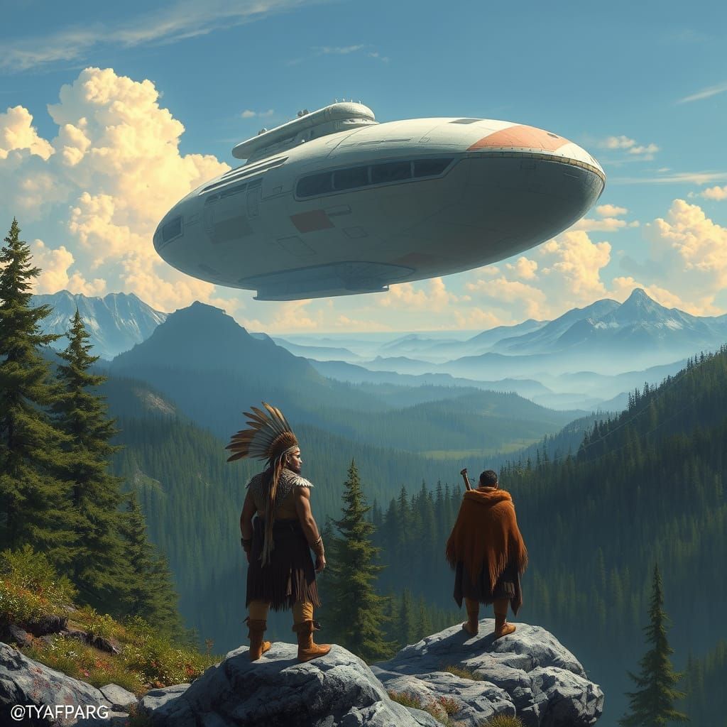 Gigantic Spaceship Over Forest, Sci-Fi Art
