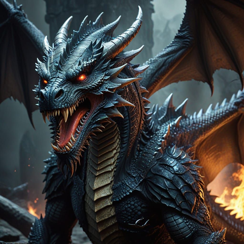 Cyberpunk Dragon in Darkened Skies