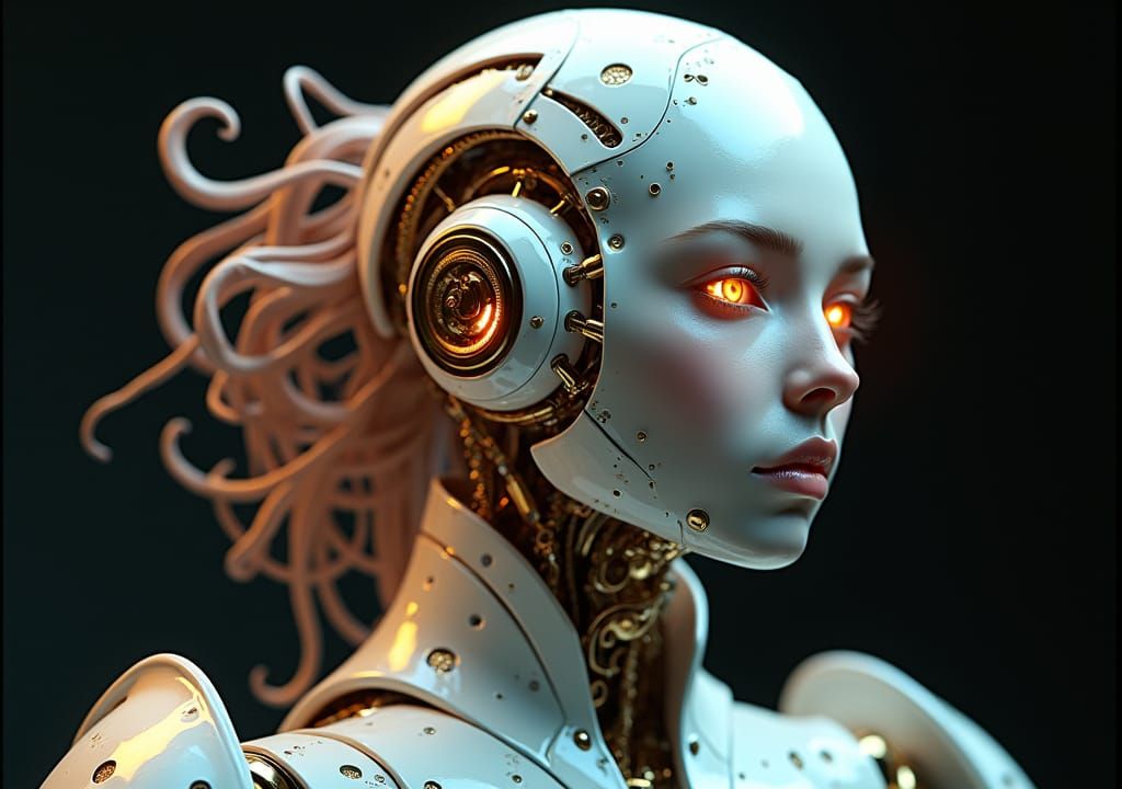 Beauty Cyborg Portrait in Sci-Fi Style