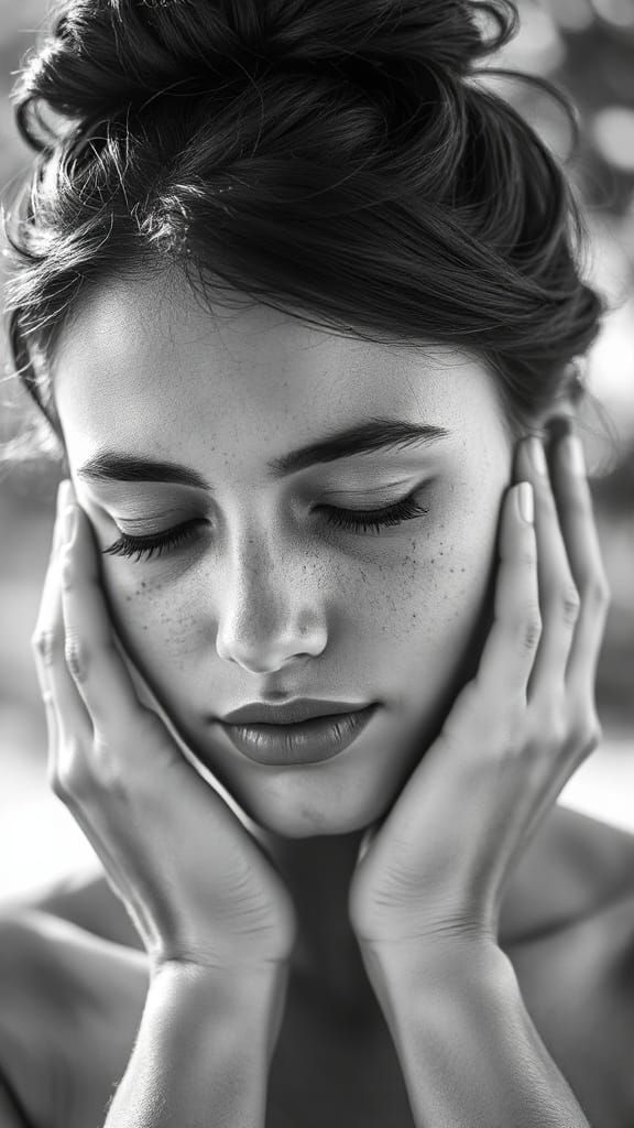 Stunning Hyper-Realistic Black & White Portrait of a Young W...
