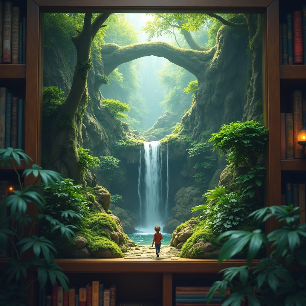 Miniature Fantastical Forest World in a Glass Terrarium