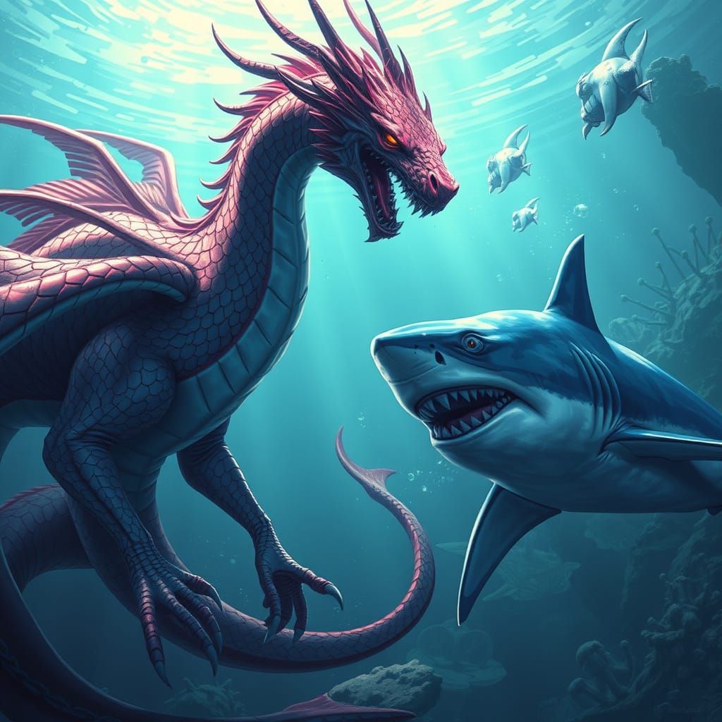 Dragon Meets Shark in Underwater Sci-Fi Realm