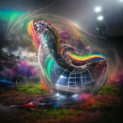 Rainbow Serpent Eats World: Holographic Cosmic Illustration